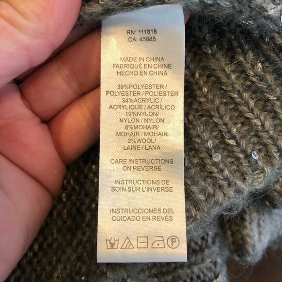 Michael Michael Kors gray sequin sparkle open mohair wool cardigan size Small - Picture 13 of 14